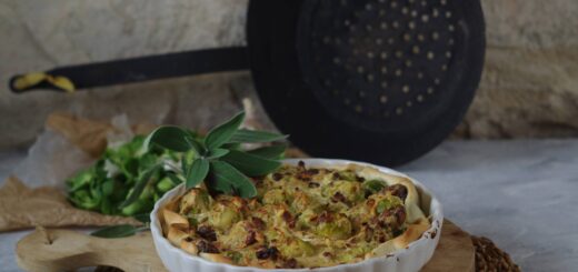 Quiche met spruitjes en kastanjes
