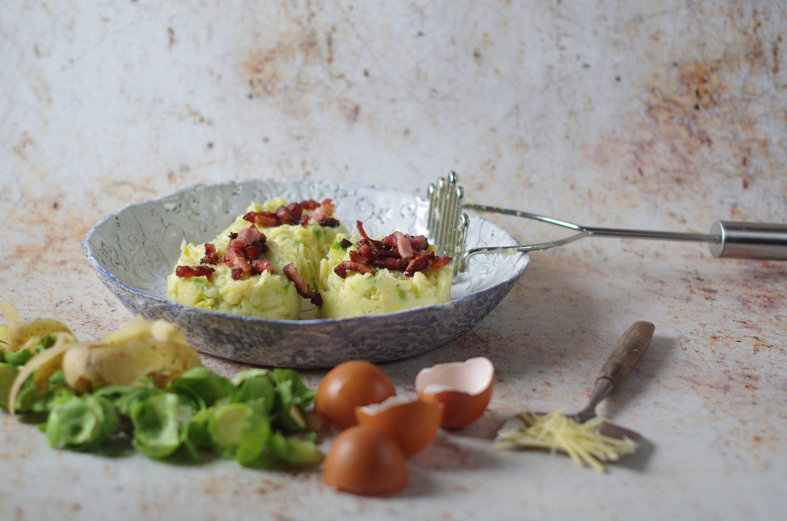 Spruitjes stamppot a la carbonara