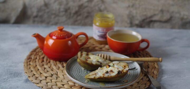 Gegrilde peer met yoghurt