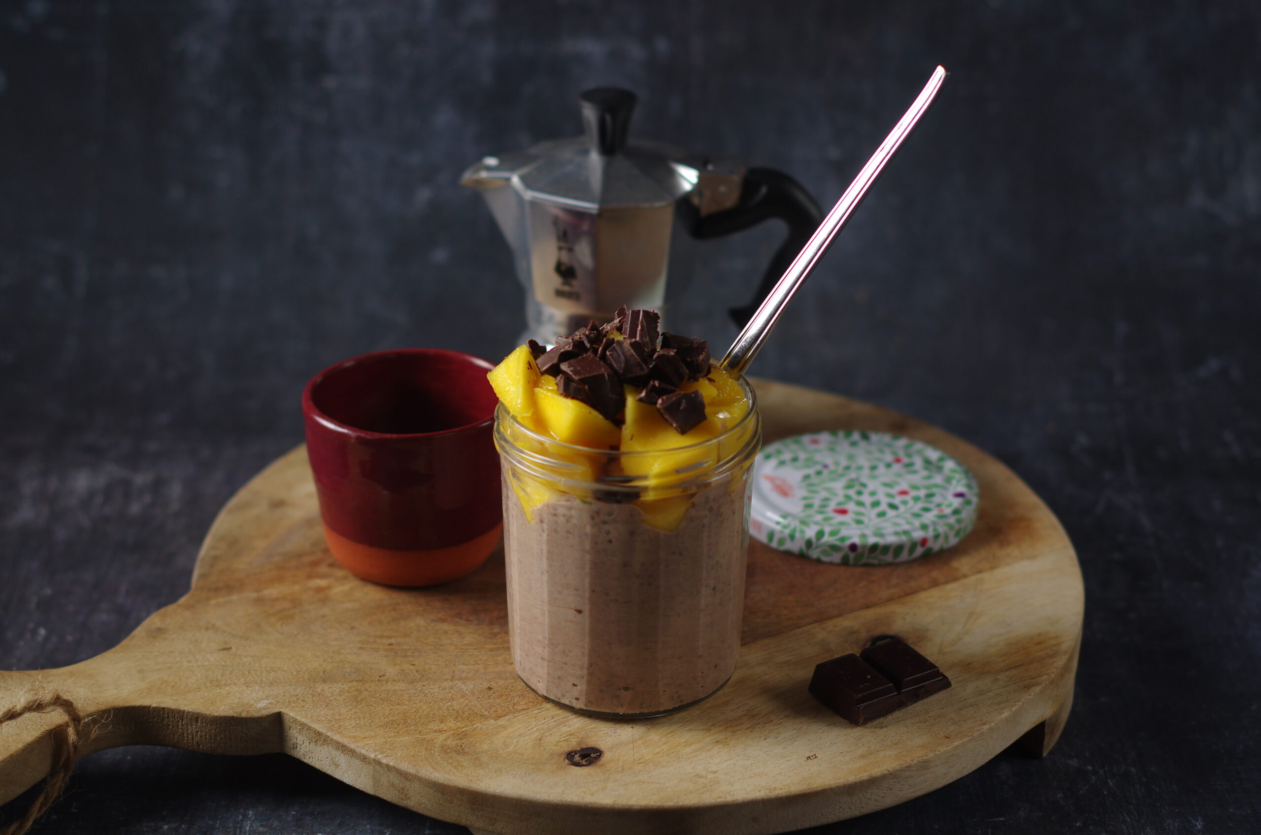 Chocolade chia met mango